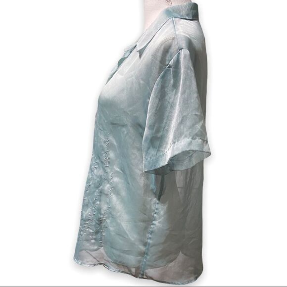 Kathie Lee Button Down Sheer Top Women's Size XL - Picture 5 of 6